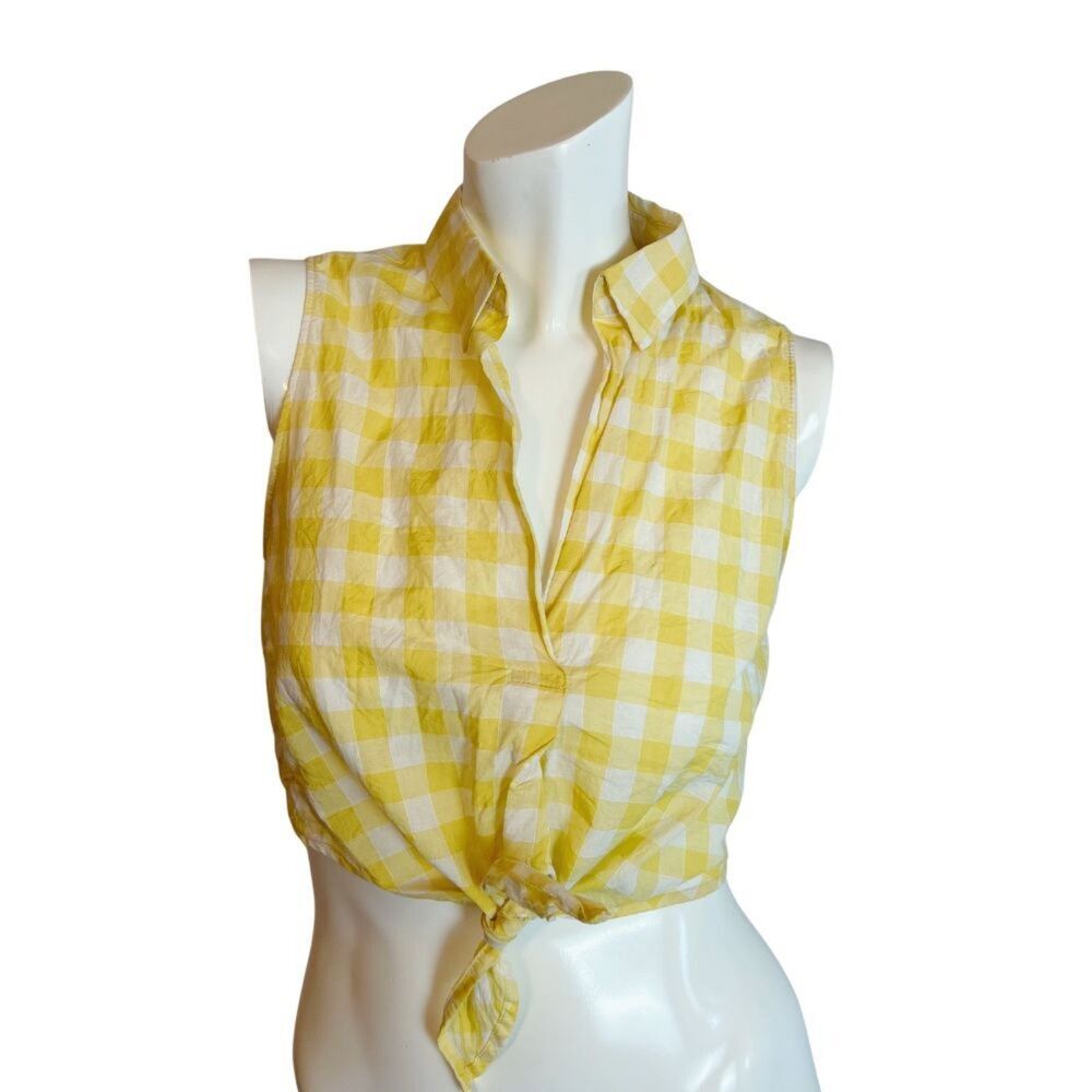 Lush Nordstrom Yellow Gingham Tank Top Tied Cropped Coquette Summer Size S
